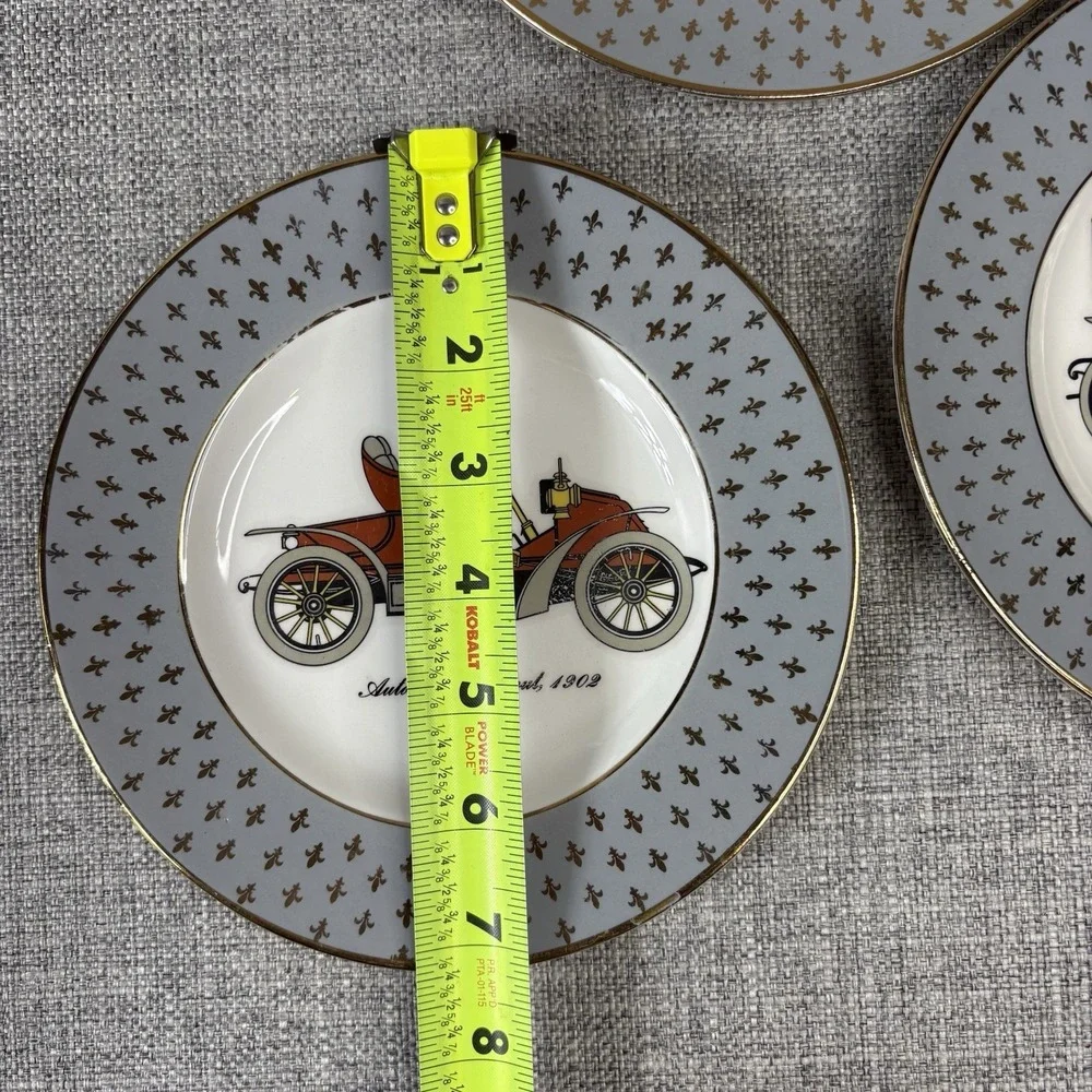 Cavalier‎ Eggshell Karol China Antique Car Plates Fleur de Lis 22K Gold Set of 3